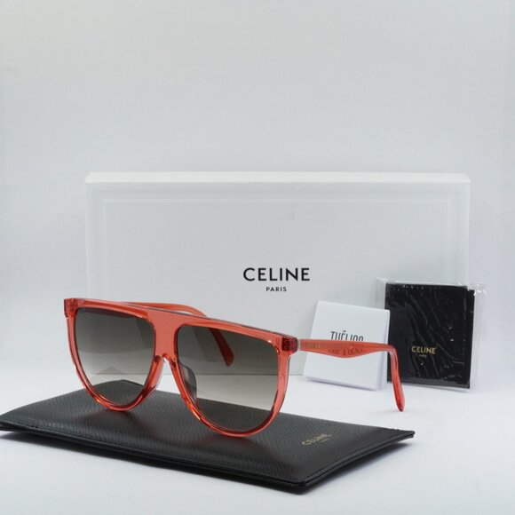 🕶️ New Celine CL40006I 66F Sunglasses - Transparent Red Frame - Picture 7 of 7